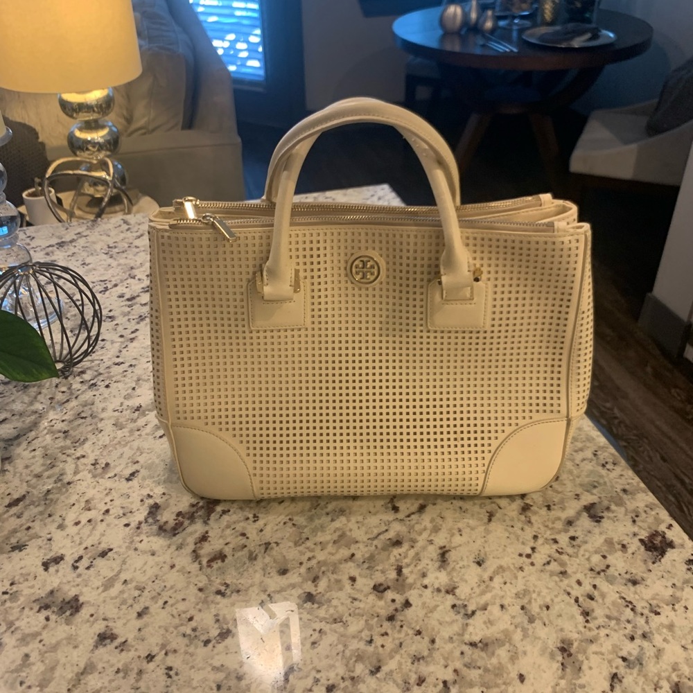 Tory Burch cream satchel bag